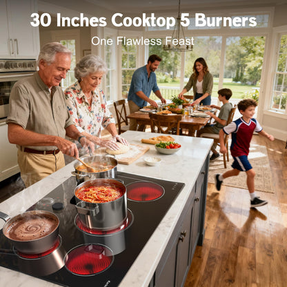 2 Burner Electric Cooktop 110V, 2000W, 24" Countertop & Built-in