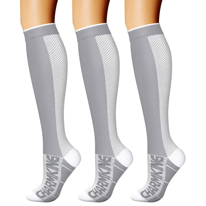 CHARMKING Compression Socks for Women & Men Circulation (3 Pairs) 15-20 mmHg is Best Support for Athletic Running Cycling