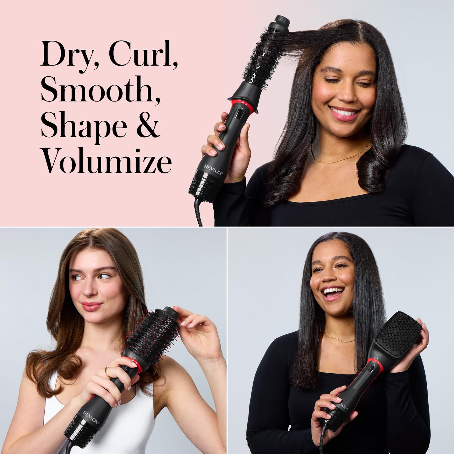 REVLON One-Step Volumizer Hair Dryer and Styler, 2.8 in Barrel, Black
