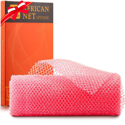 UJFQBH African Net Sponge Authenti, Exfoliating Body Scrubber for Back and Hard to Reach Areas, Gentle Daily Exfoliation for Deep Cleansing, Quick Drying Shower Essential, Aqua Grey 3 Pack
