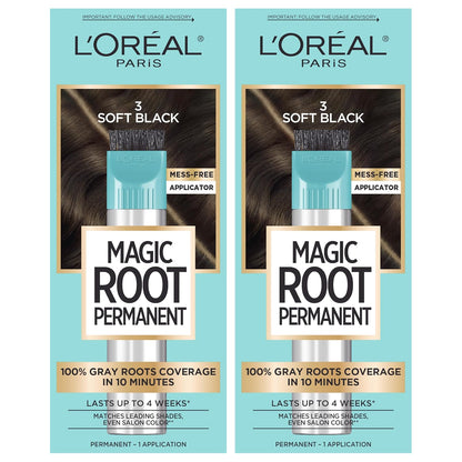 L'Oreal Paris Magic Root Permanent Hair Color Kit, 100% Gray Hair Coverage In Just 10 Minutes, Precision Brush Applicator for Seamless Application, 4 Dark Brown (2 Count)