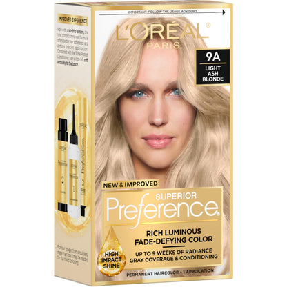 L'Oreal Paris Superior Preference Luminous Fade-Defying Permanent Hair Color, Hair Dye For Up to 9 Weeks of Radiance, Medium Brown 5, 1 Hair Dye Kit