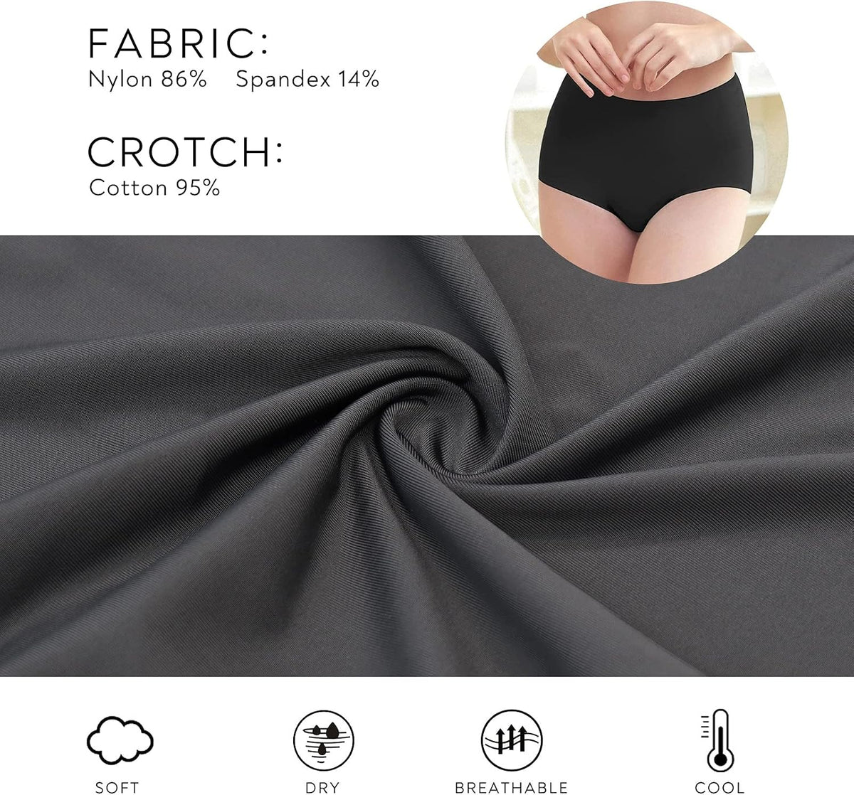 FallSweet No Show High Waist Briefs Underwear for Women Seamless Panties