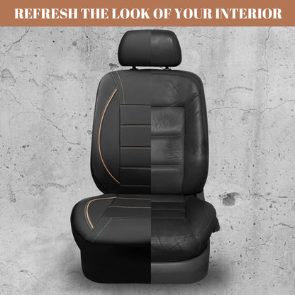 CAR PASS Universal FIT Piping Leather Car Seat Cover, for suvs,Van,Trucks,Airbag Compatible,Inside Zipper Design and Reserved Opening Holes (Full Set, Black and Red)