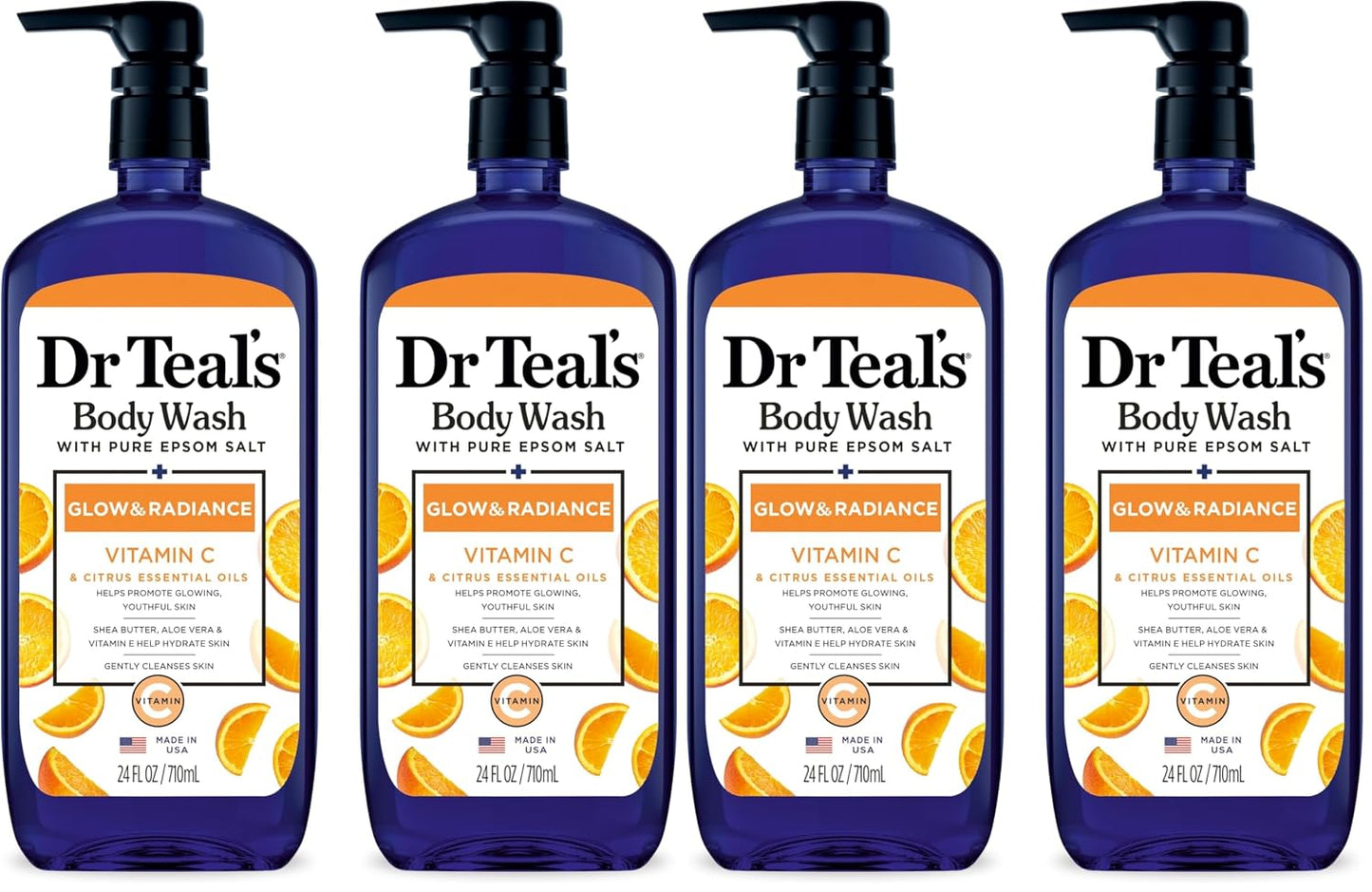 Dr Teal's Body Wash with Pure Epsom Salt, Relax & Relief with Eucalyptus & Spearmint, 24 fl oz (Pack of 2)