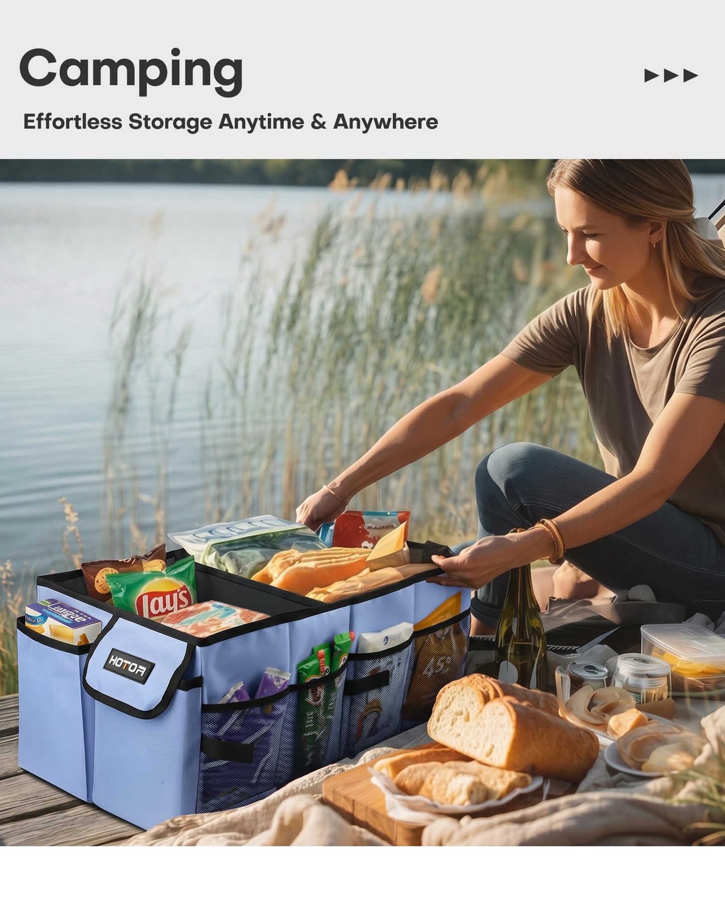 HOTOR Trunk Organizer - Foldable Car Organizer for SUVs & Sedans Storage