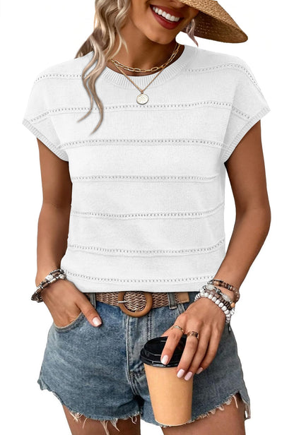 WIHOLL Womens Lightweight Sweater Spring Summer Fall Outfits Cap Sleeve Hollow Out Knit Fashion Clothing 2026