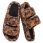 EverFoams Womens Fuzzy Open-toe Slippers Memory Foam Indoor House Shoes