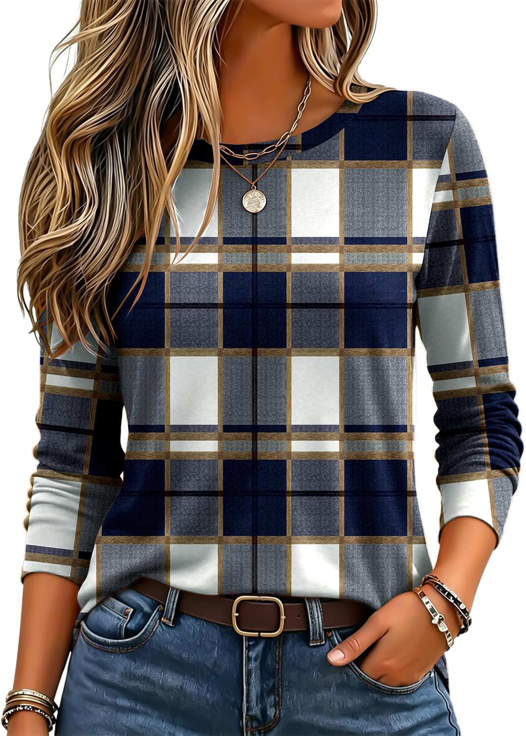 Zeagoo Women's Casual Shirts Long Sleeve Tops Crewneck Tshirts Fall Clothes