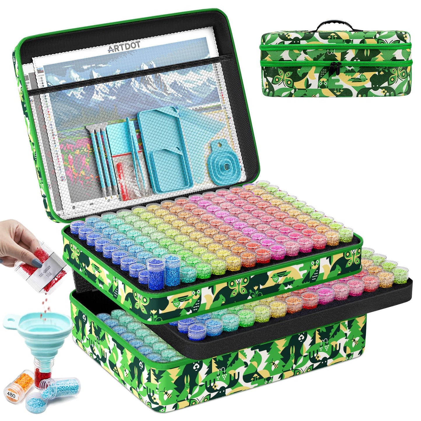 ARTDOT 60 Slots Storage Container for Diamond Art Kits for Adults, Portable Bead Storage Boxes for Diamond Painting Accessories and Tools