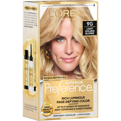 L'Oreal Paris Superior Preference Luminous Fade-Defying Permanent Hair Color, Hair Dye For Up to 9 Weeks of Radiance, Medium Brown 5, 1 Hair Dye Kit