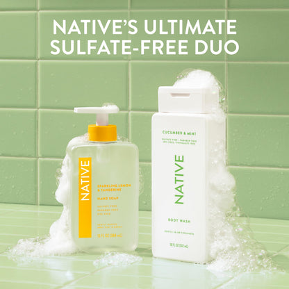 Native Clean Body Wash, Gentle & pH-balanced for Sensitive Skin, 24-Hr Freshness for Women & Men, Vegan & Cruelty-Free, Free of Sulfates, Parabens & Phthalates, Sandalwood & Shea Butter, 36 oz