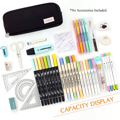 CICIMELON Large Capacity Pencil Case 3 Compartment Pouch Pen Bag for School Teen Girl Boy Men Women (Pink)