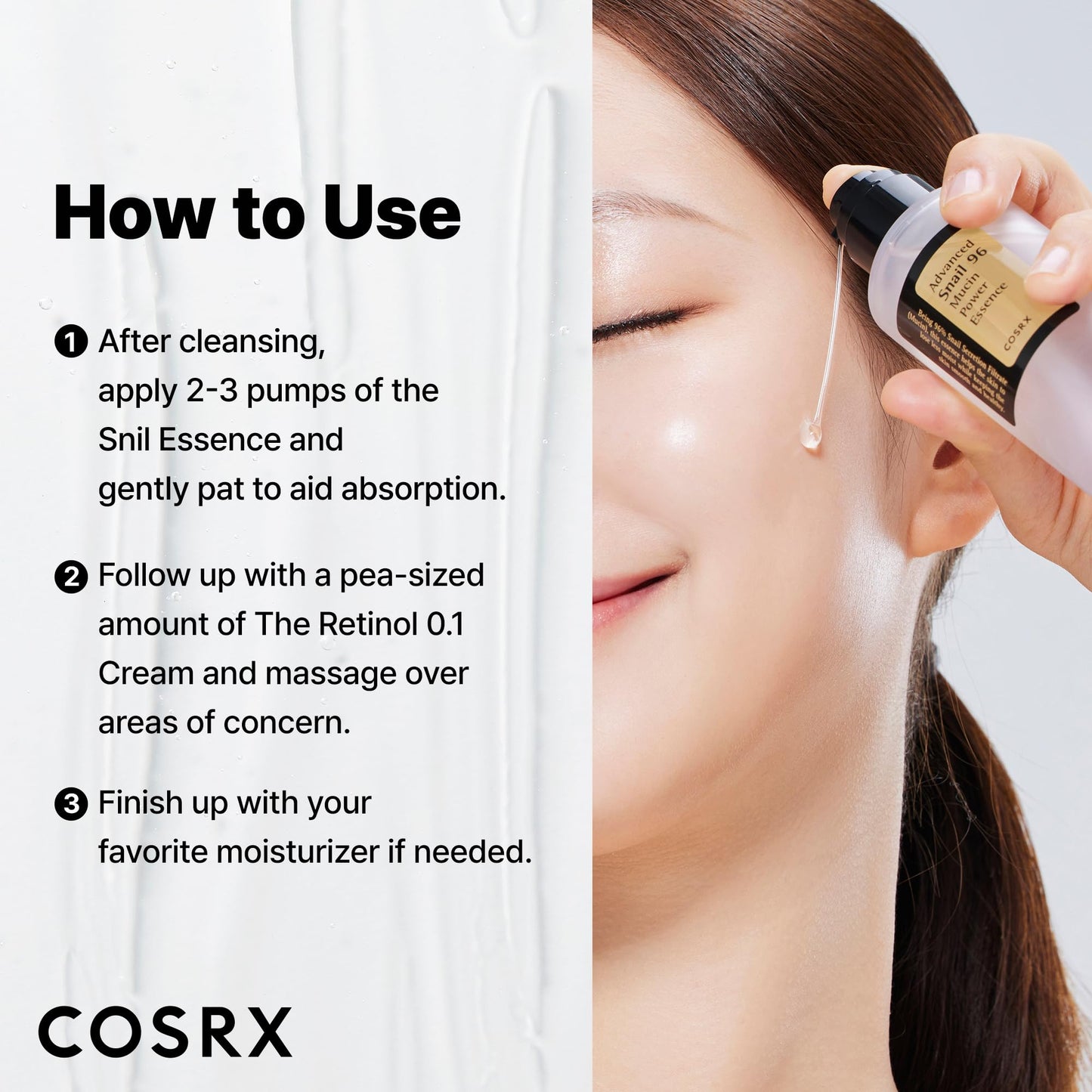 COSRX Snail Mucin 96% Repairing Serum for Sooothing & Hydrating 3.38 oz.