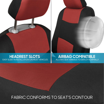 BDK PolyPro Car Seat Covers Full Set in Solid Black, Front and Rear Split Bench Seat Covers for Cars, Easy to Install Car Seats Cover Set and Accessories for Auto Trucks Van SUV - Solid Black
