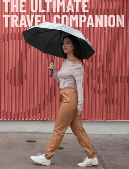 Windproof Travel Umbrella - Compact & Withstands Winds up to 100MPH, Strongest Premium Auto Folding Umbrella for Rain and Sun - Durable, Light & Portable for Women & Men, Fits Backpack & Cars