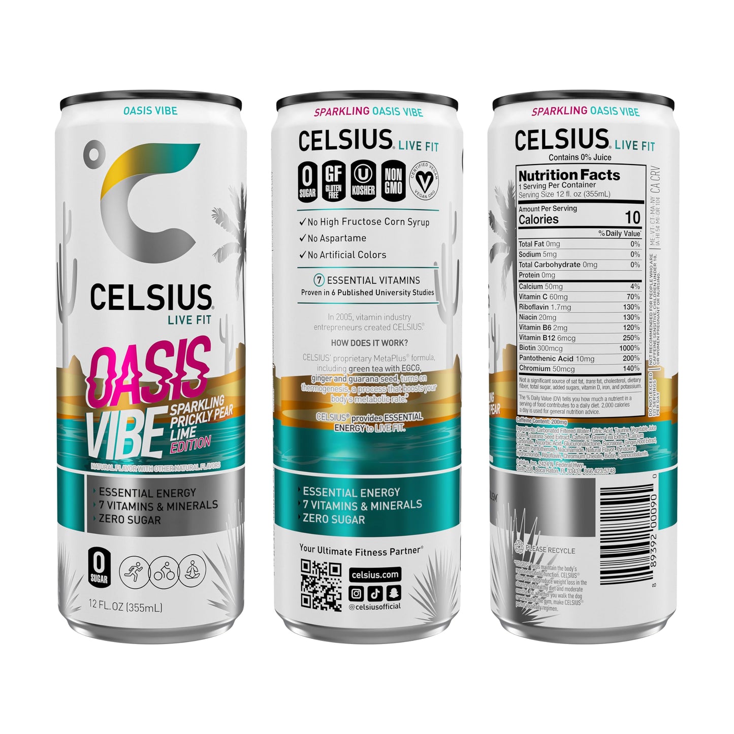 CELSIUS Sparkling Tropical Vibe, Functional Essential Energy Drink 12 Fl Oz (Pack of 12)