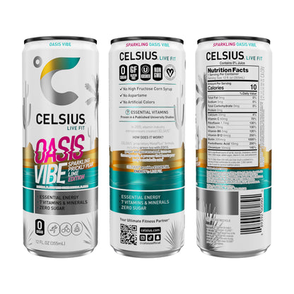 CELSIUS Sparkling Tropical Vibe, Functional Essential Energy Drink 12 Fl Oz (Pack of 12)