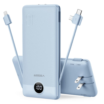 VEGER Portable Charger for iPhone, Power Bank Built in Cables and Wall Plug