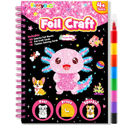 FUNNYB&G Foil Art Craft Kit for Kids, Sparkly Birthday Gift Toy for Boys
