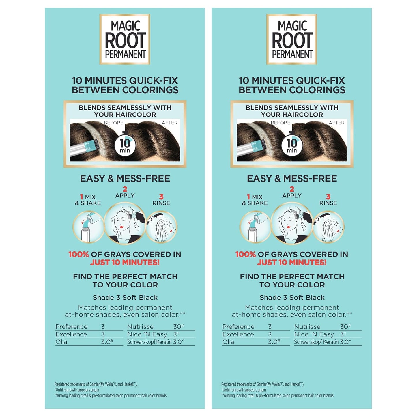 L'Oreal Paris Magic Root Permanent Hair Color Kit, 100% Gray Hair Coverage In Just 10 Minutes, Precision Brush Applicator for Seamless Application, 4 Dark Brown (2 Count)