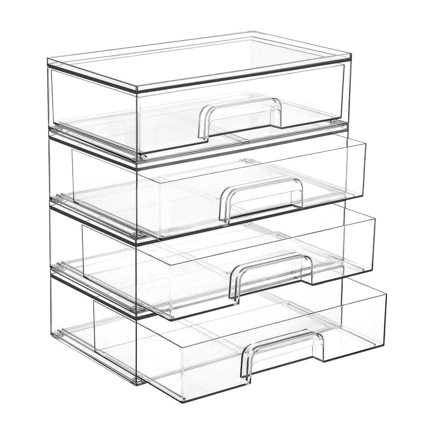 Vtopmart 2 Pack Small Clear Stackable Storage Drawers for Desk, Countertop