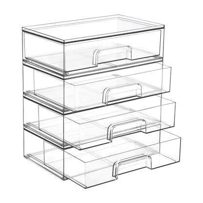 Vtopmart 2 Pack Small Clear Stackable Storage Drawers for Desk, Countertop