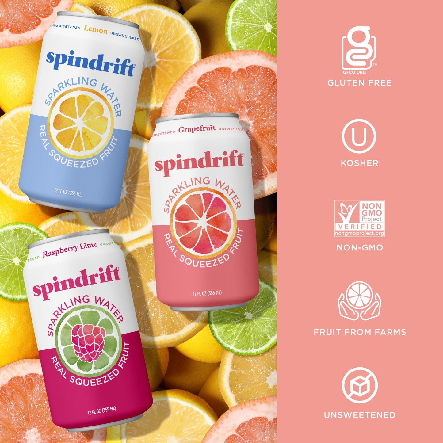 Spindrift Sparkling Water, 4 Flavor Variety Pack, Made with Real Squeezed Fruit, 12 Fl Oz (Pack of 20)