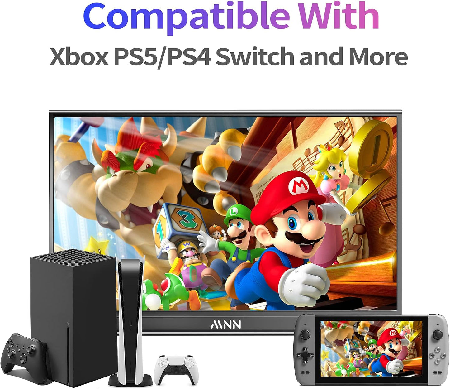 MNN 15.6" FHD 60Hz Portable Monitor USB-C HDMI IPS HDR Gaming Laptop