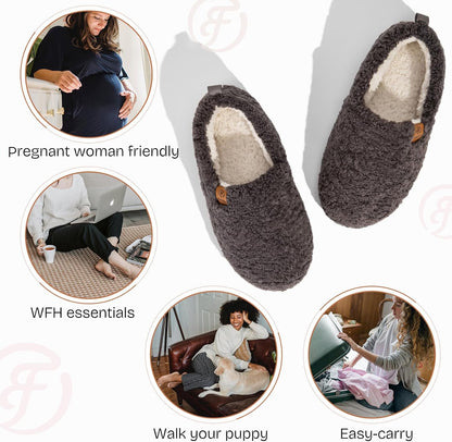 EverFoams Women’s Soft Curly Slippers Memory Foam Lightweight House Shoes