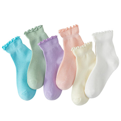 Hstyle 6 Pairs of Ruffle Socks Women, Cute Ruffle Ankle Socks
