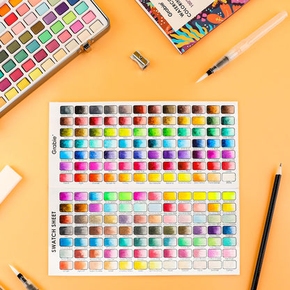Grabie 50 Color Watercolor Paint Set with Brush Pens