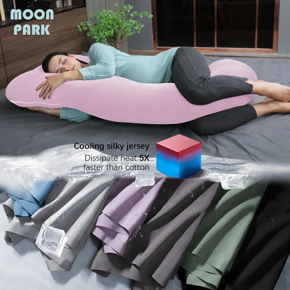 MOON PARK Pregnancy Pillows for Sleeping - U Shaped Full Body Maternity Pillow with Removable Cover - Support for Back, Legs, Belly, HIPS - 65 Inch - Aquamarine