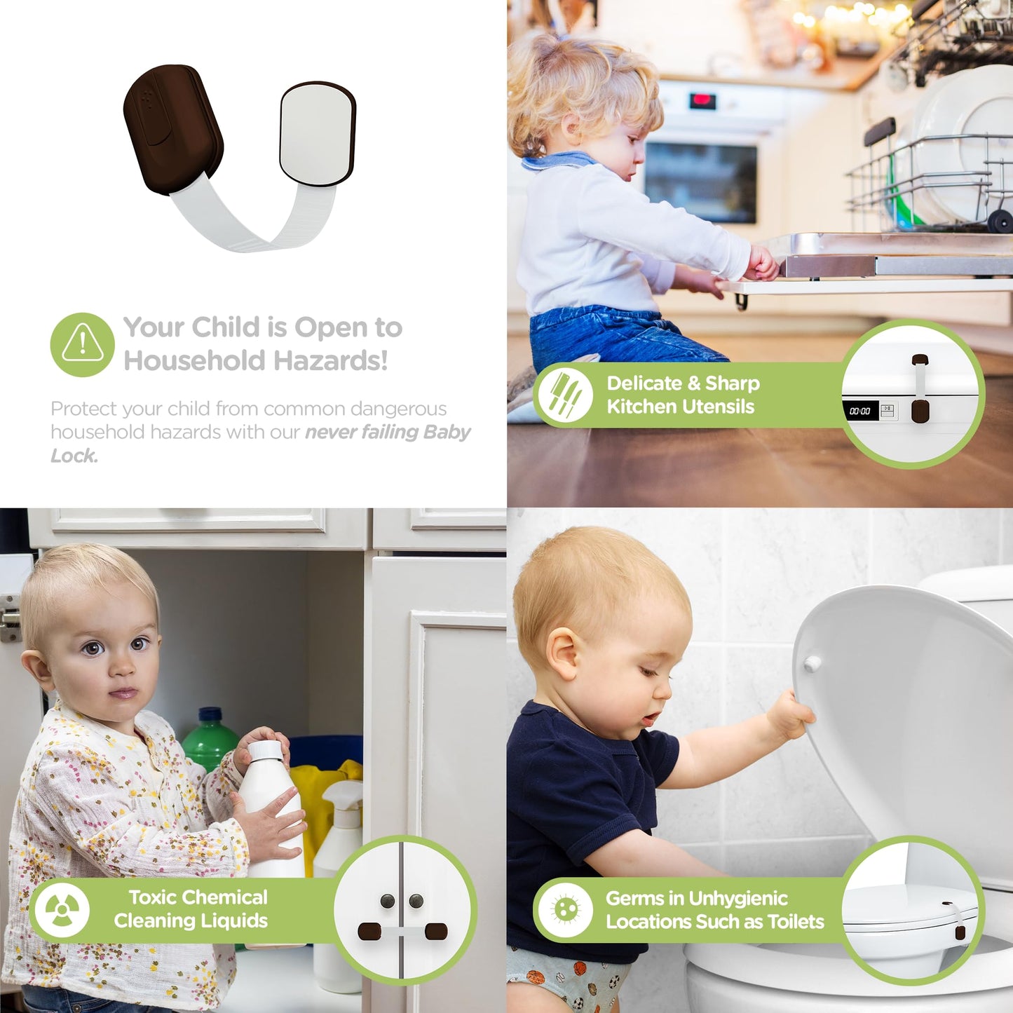 SKYLA HOMES Child Safety Cabinet Locks, White, 8 Pack