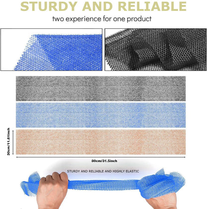 UJFQBH African Net Sponge Authenti, Exfoliating Body Scrubber for Back and Hard to Reach Areas, Gentle Daily Exfoliation for Deep Cleansing, Quick Drying Shower Essential, Aqua Grey 3 Pack
