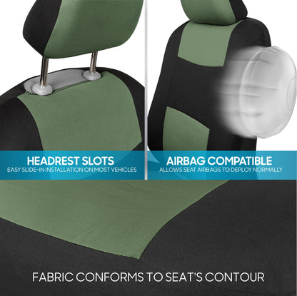 BDK PolyPro Car Seat Covers Full Set in Solid Black, Front and Rear Split Bench Seat Covers for Cars, Easy to Install Car Seats Cover Set and Accessories for Auto Trucks Van SUV - Solid Black