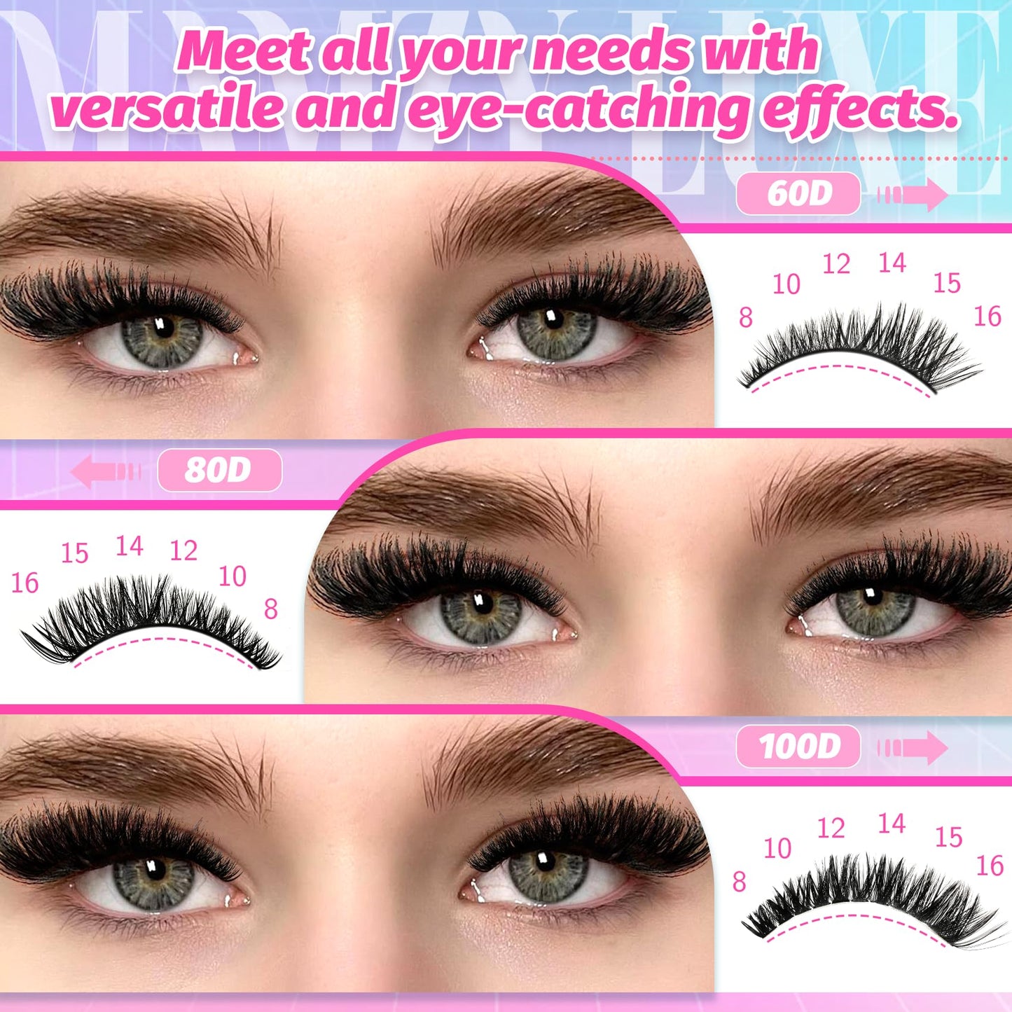 Lash Clusters Wispy 100D Eyelash Clusters 10-18mm Fluff Cluster Eyelash Extensions D Curl No Plastic Feel Individual Lashes Extension 204 Pcs Versatile False Eyelashes Clusters