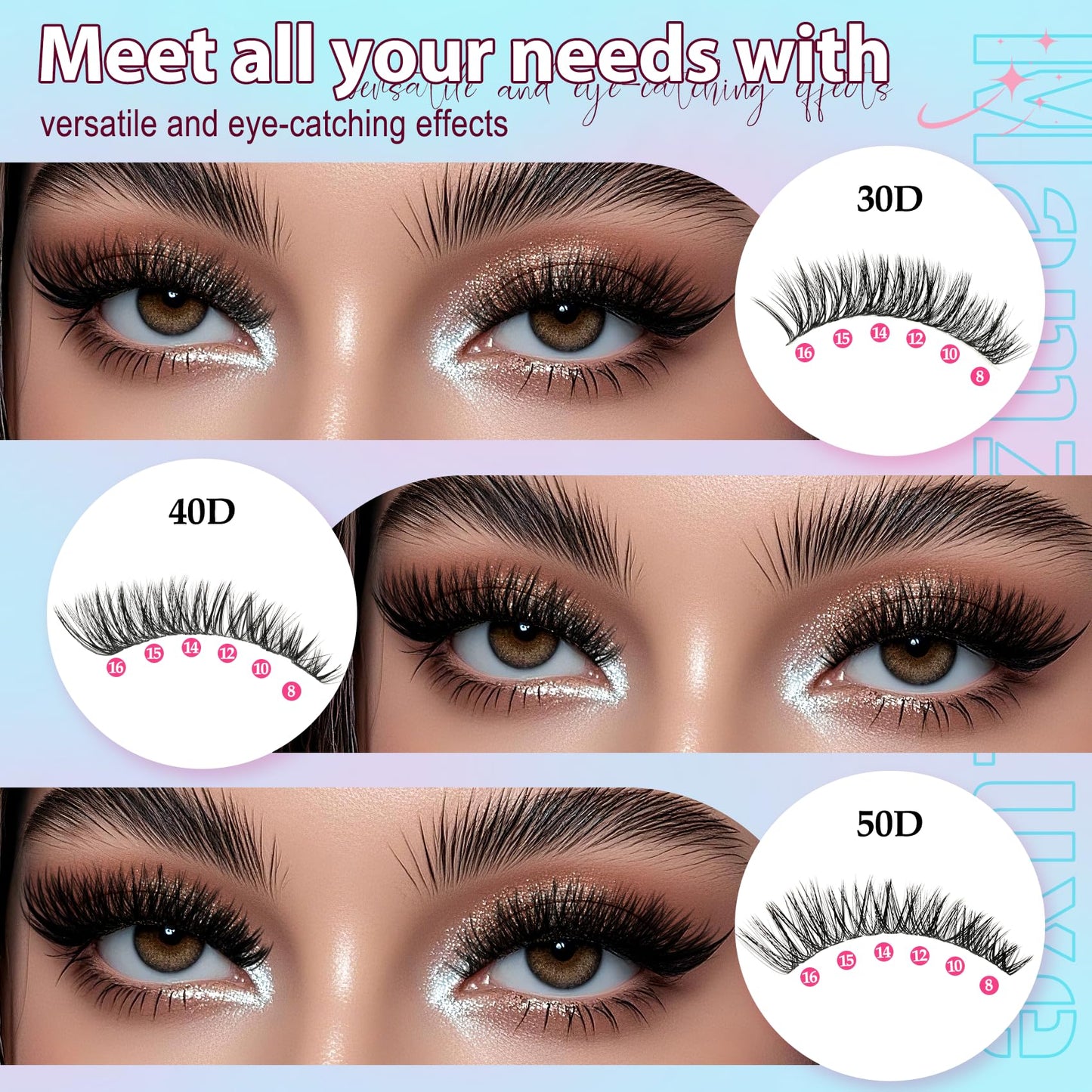 Lash Clusters Wispy 100D Eyelash Clusters 10-18mm Fluff Cluster Eyelash Extensions D Curl No Plastic Feel Individual Lashes Extension 204 Pcs Versatile False Eyelashes Clusters