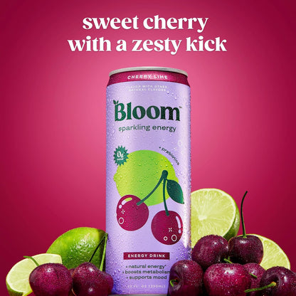 Bloom Nutrition Zero Sugar Energy Drink, Apple Crisp, 12oz 12pk