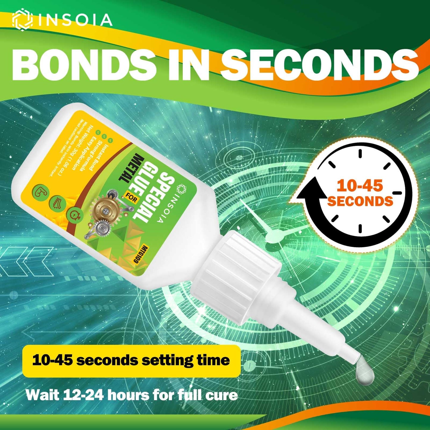 INSOIA Super Medium CA Glue, 20g, Strong Bond, with Precision Tips