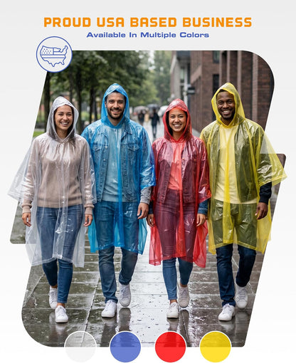 Hagon PRO Disposable Rain Ponchos for Adults (5 Pack)