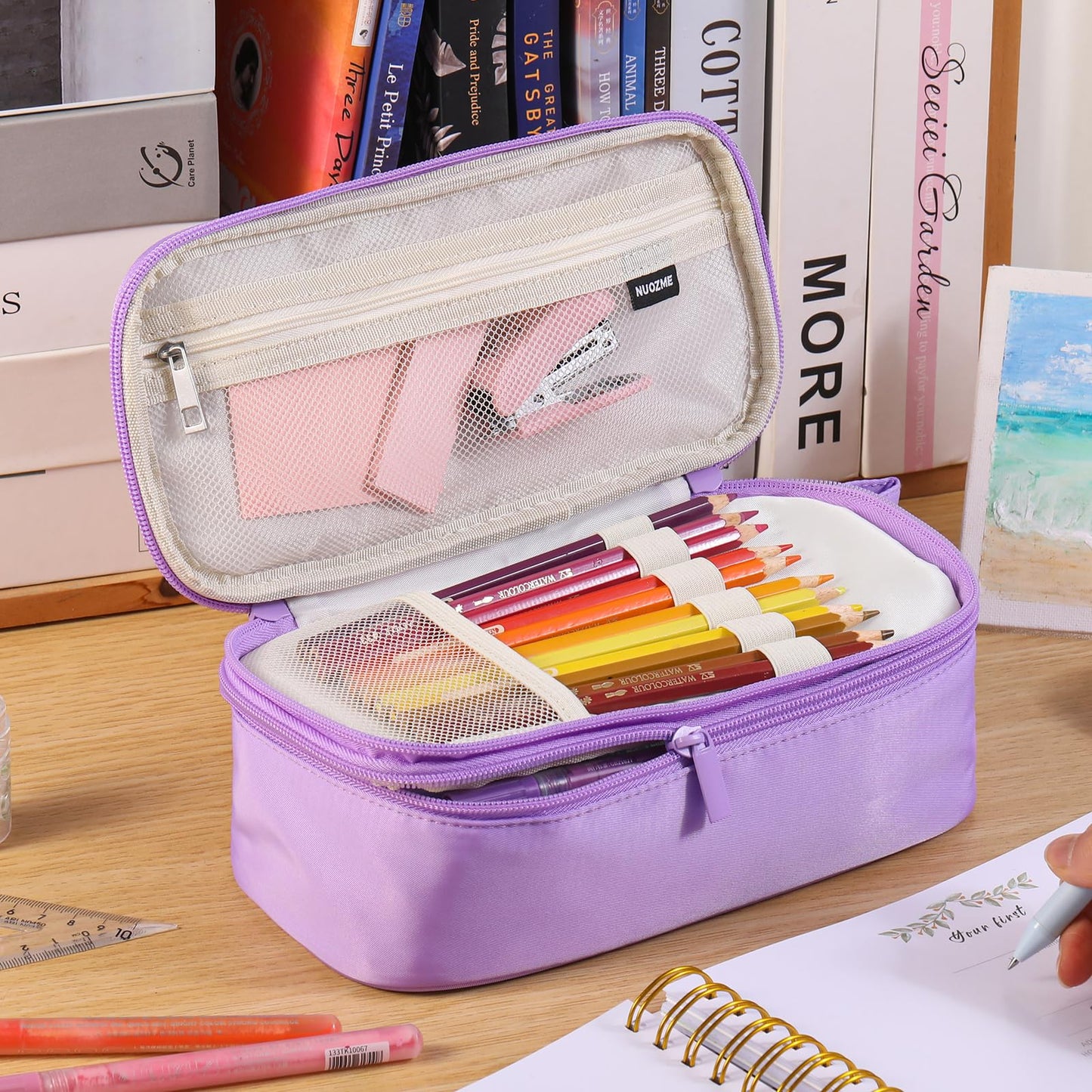 Cute Large Pencil Case Pouch,Personalized Initial Pencil Bag for Girls Boy