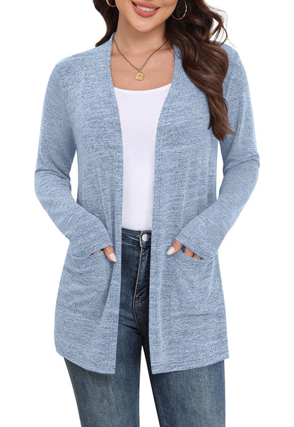 Yincro Women Lightweight Cardigan Long Sleeve Open Front with Pockets S-3XL