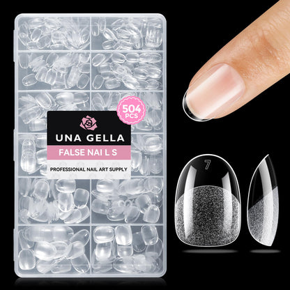 UNA GELLA 504Pcs Medium Pointed Almond Nail Tips, X-Soft Almond Gel Nails