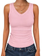 ANRABESS Tank Tops for Women V Neck Summer Sleeveless Ribbed Knit