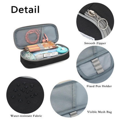 FUXINGYAO Pencil Case, Multi- Slot Pencil Pouch, Portable Pencil Bag, Pen Case for& Office(Black)