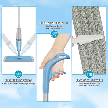 Spray Wet Mops for Floor Cleaning: Hardwood Floor Mop Refillable Dust Mop