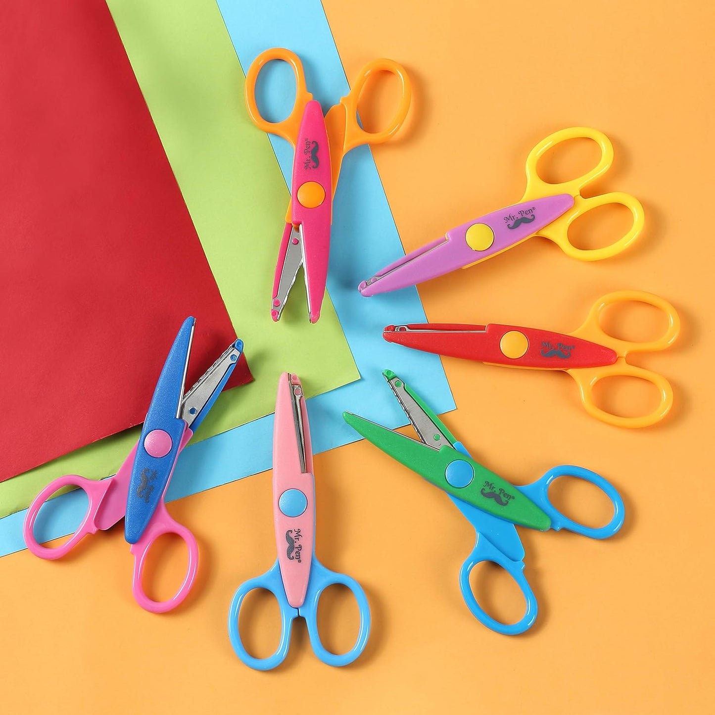 Mr. Pen- Craft Scissors Decorative Edge, 6 Pack, Bright Zig Zag Scissors