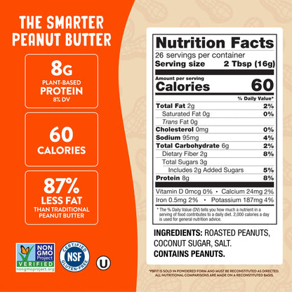 PBfit Classic Peanut Butter Powder 30 Oz, Peanut Spread with 8g Protein