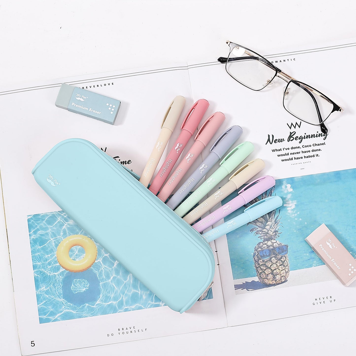 Mr. Pen- Silicone Pencil Case, Aesthetic Pencil Bag for Women, Makeup Pouch
